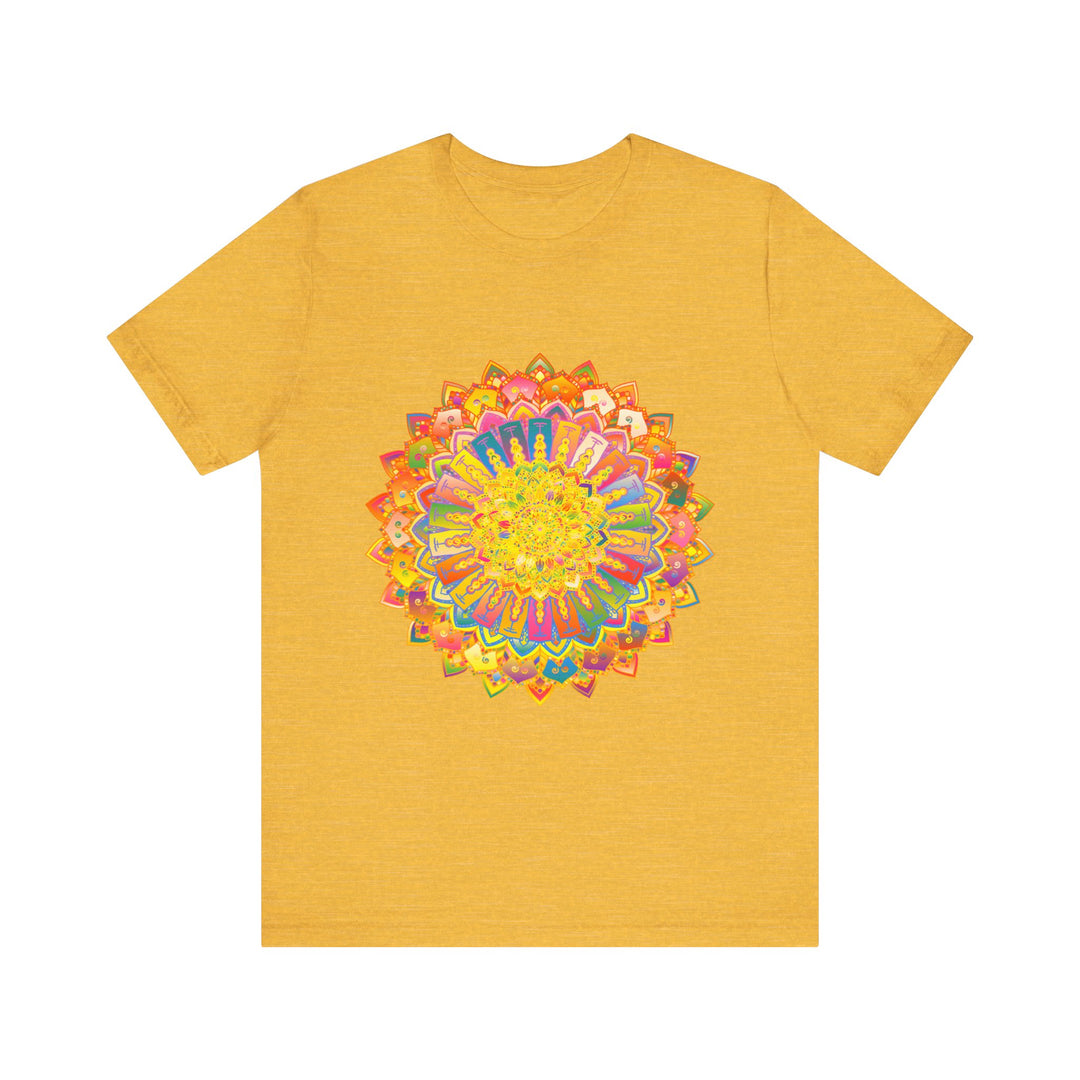 Colorful and peaceful intricate mandala tee with vibrant and detailed design