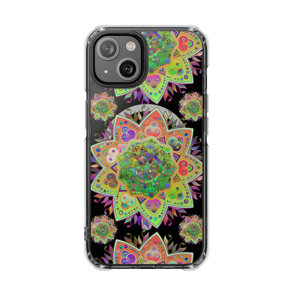 Chic Mandala MagSafe®-Compatible iPhone 14/15 Impact Case with vibrant colors and strong impact protection