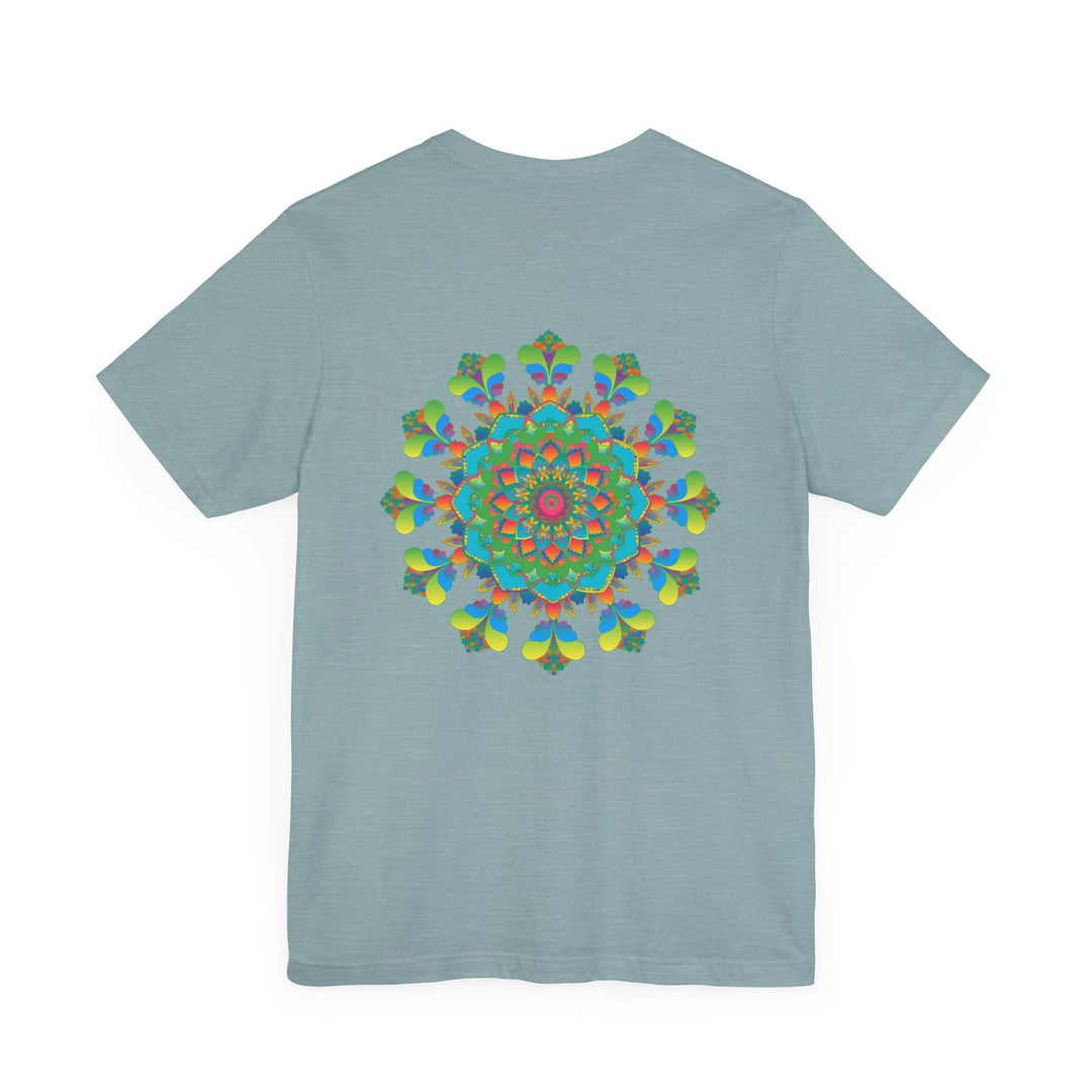 Colorful and intricate psychedelic mandala design on a t-shirt, exuding spiritual vibes and positive energy for a unique and stylish look