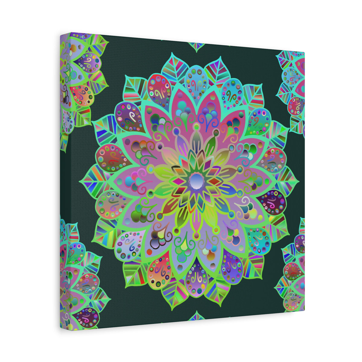 Vibrant Mandala Matte Canvas Wall Art — Colorful Floral Boho Stretched Print