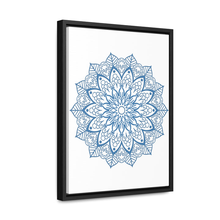 Beautiful steel blue Mandala Handmade Art on gallery canvas wraps, vertical frame