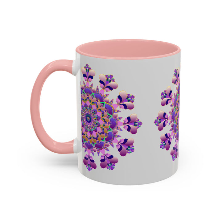 Beautiful purple and pink floral mandala design ceramic mug for tea and coffee lovers