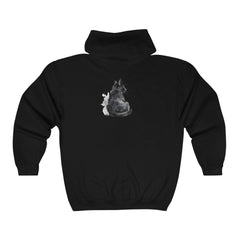 A beautiful black cat watercolor hoodie featuring a mystical design