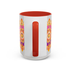 Elegant mandala art mug with colorful floral patterns and intricate details