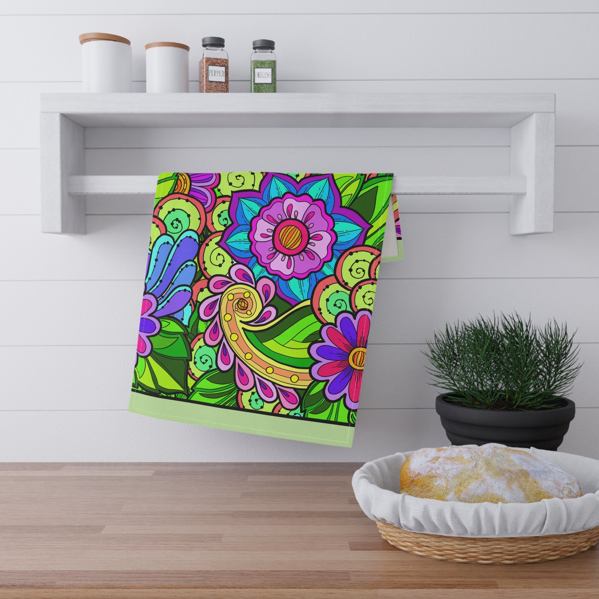 Colorful Floral Cotton Tea Towels - Vibrant Kitchen Decor for Spring Celebrations