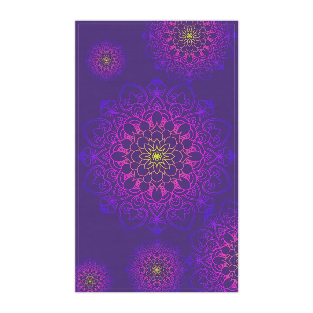 Floral Mandala Kitchen Towels Set in Rich Purple and Pink Hues
