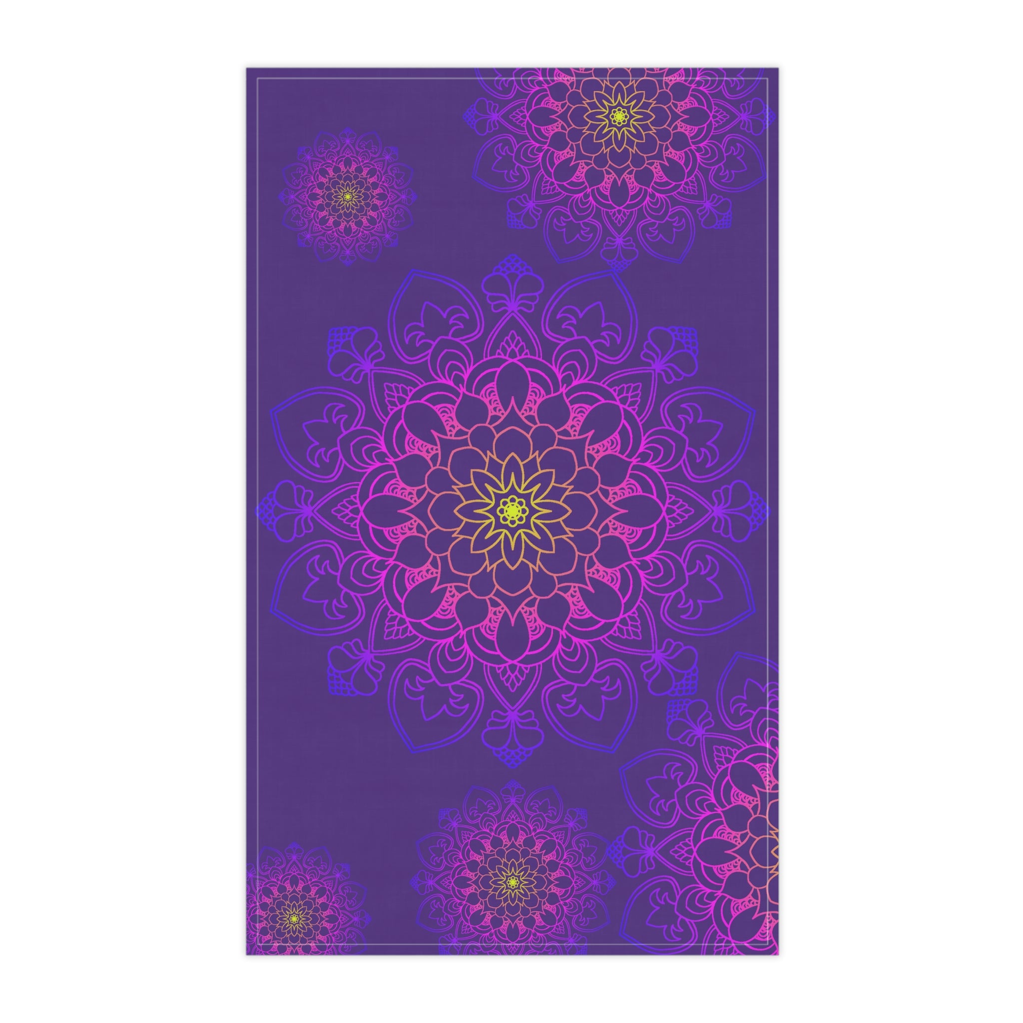 Floral Mandala Kitchen Towels Set in Rich Purple and Pink Hues