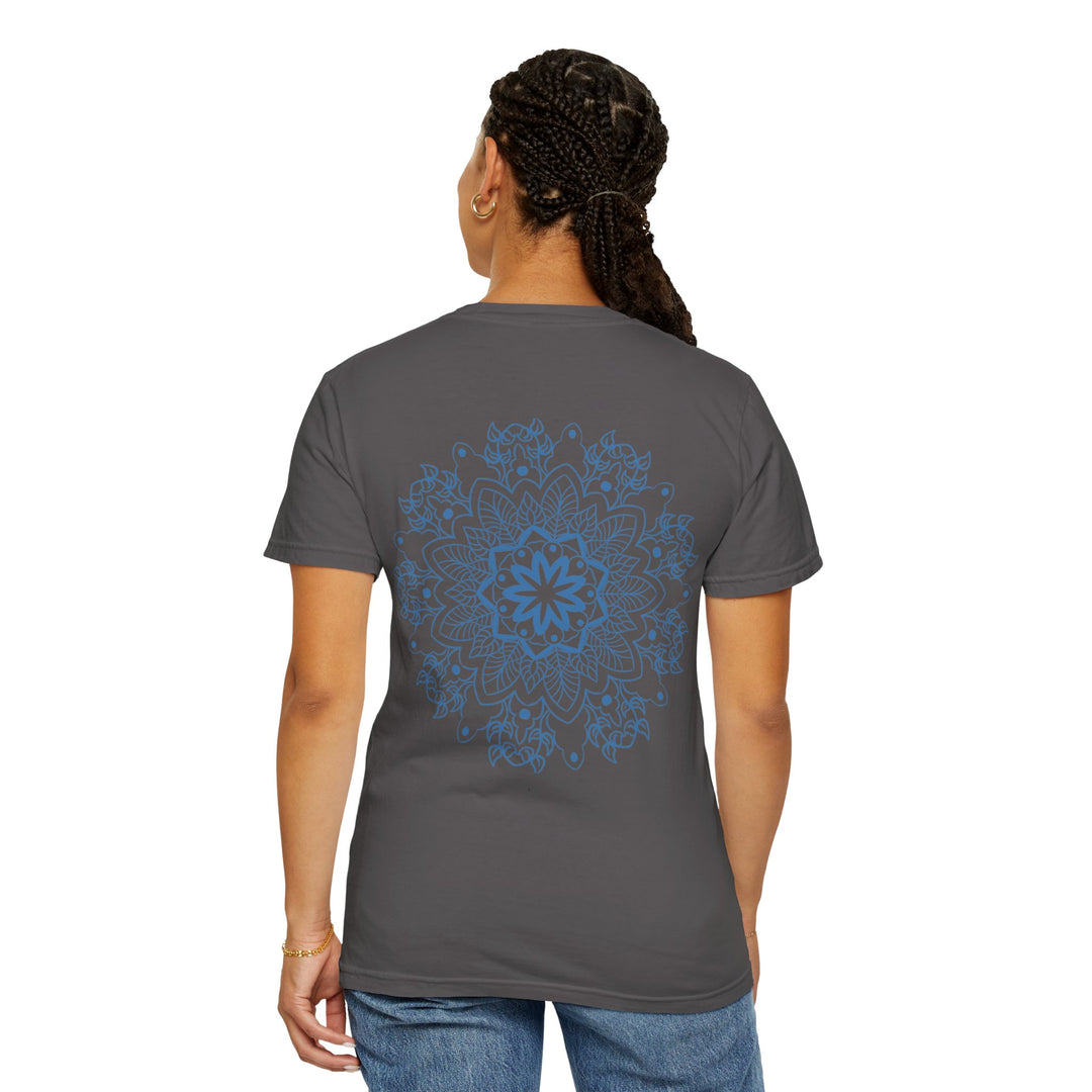 Handmade Mandala Art Tshirt - Unisex Garment-Dyed Tee, featuring intricate and colorful mandala design, perfect for both men and women