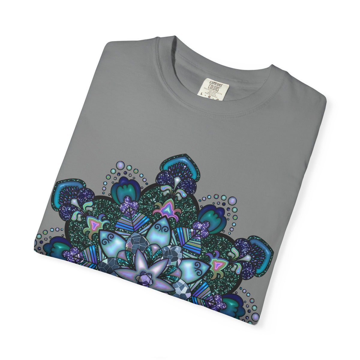 Mandala T-Shirt – Blue Purple Boho Geometric Floral Design
