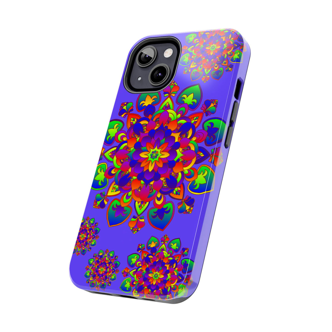 Colorful hand drawn mandala rainbow design phone case for protection and style