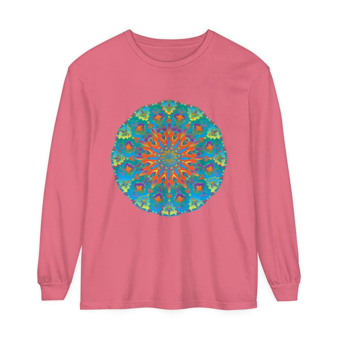 Stylish rainbow mandala long sleeve t-shirt for women