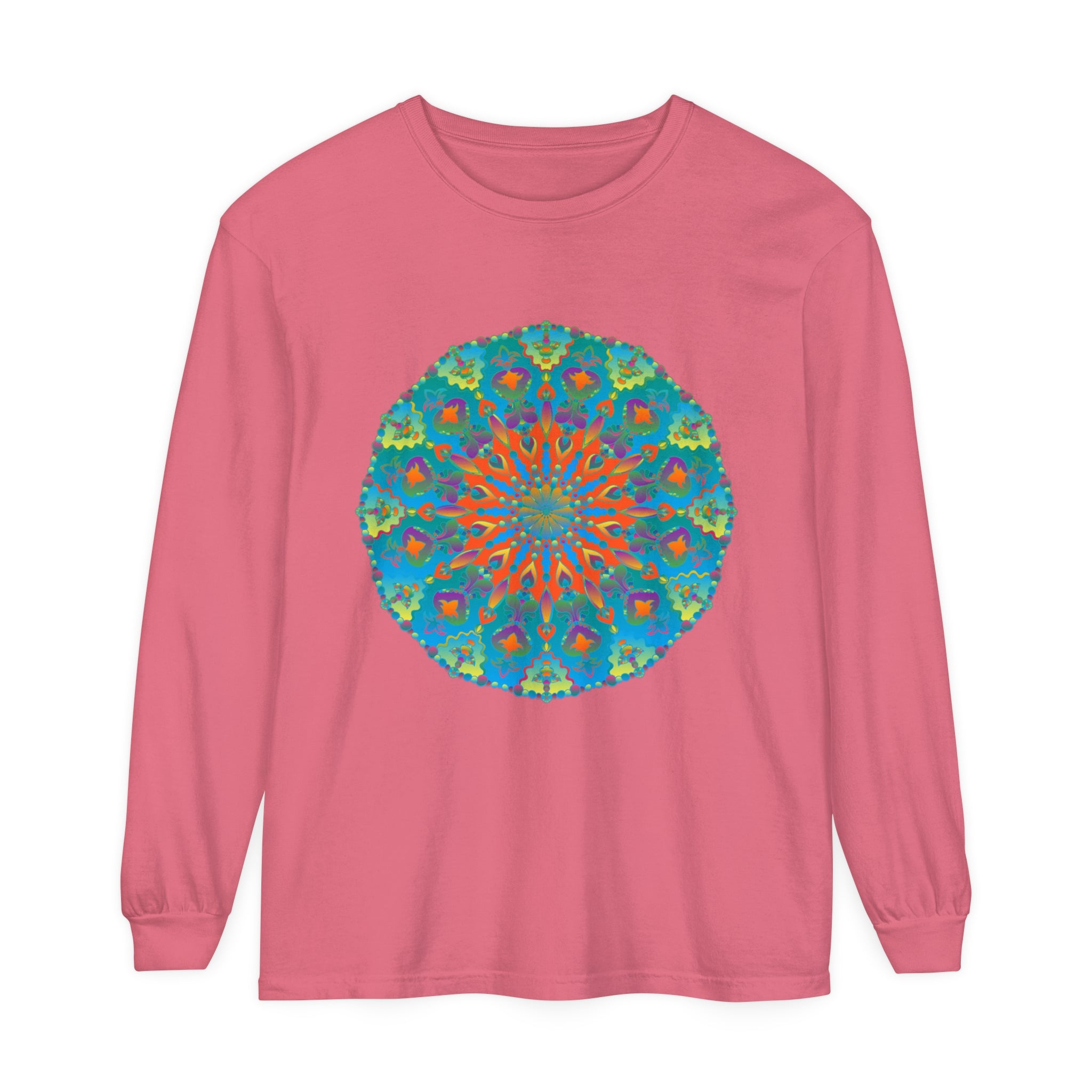 Stylish rainbow mandala long sleeve t-shirt for women