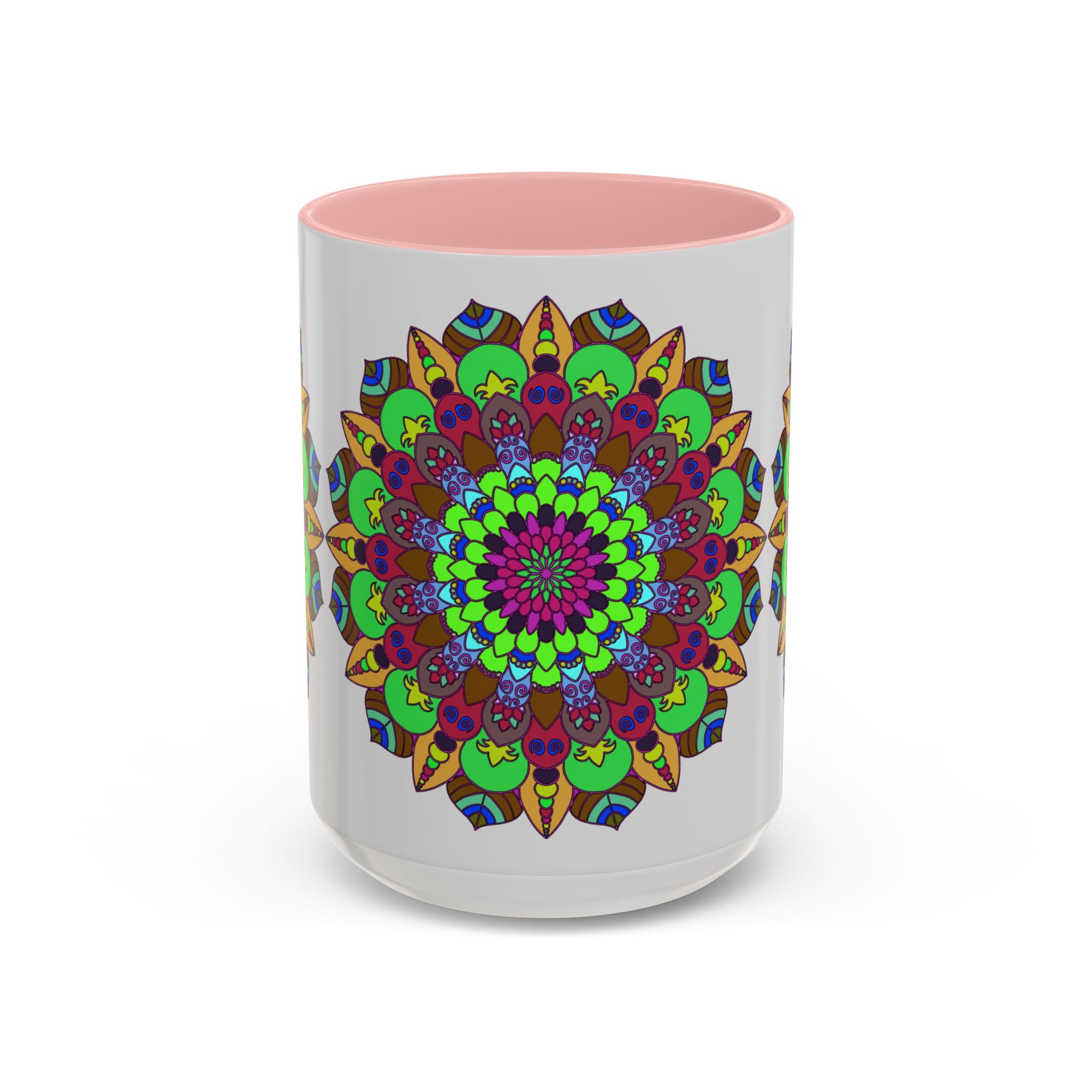 Exquisite mandala art mug with a stunning and vibrant floral design