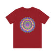 A vibrant mandala tee featuring intricate designs symbolizing spiritual peace and harmony for a serene and mindful look