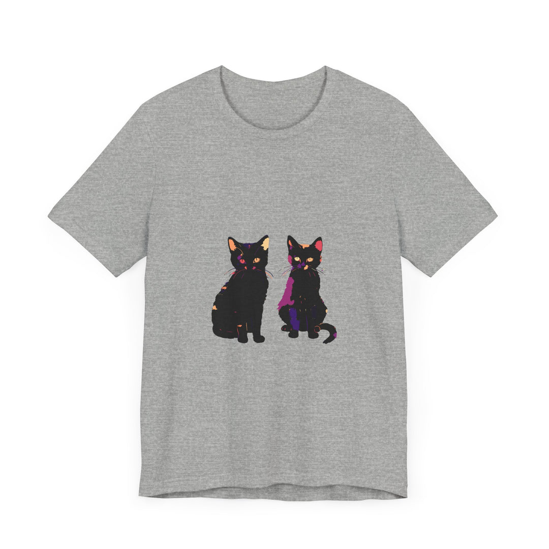 Black Cat Mystery T-Shirt - Elegant & Colorful, featuring a captivating design of a black cat with vibrant and intricate details