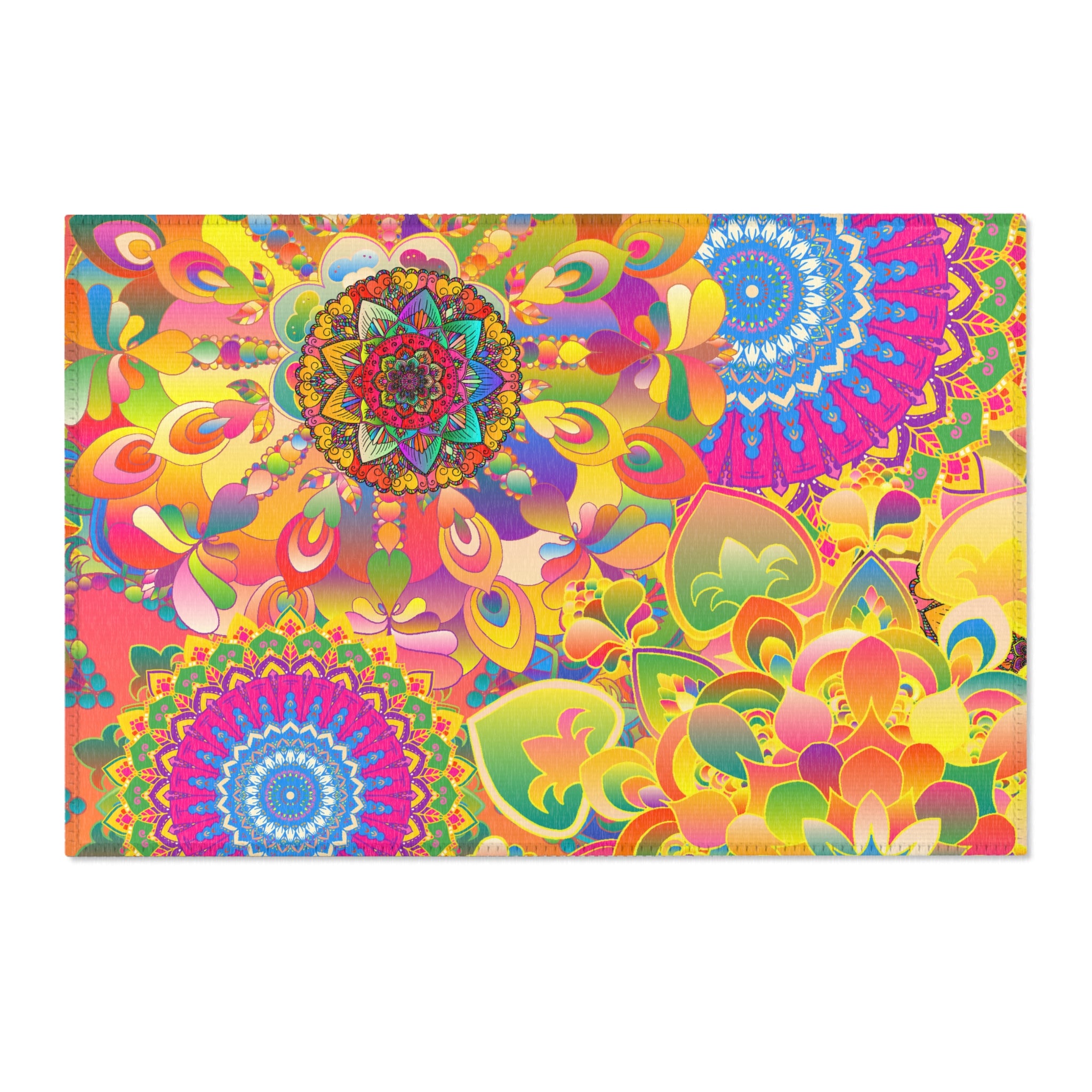 Psychedelic Floral Mandala Area Rug