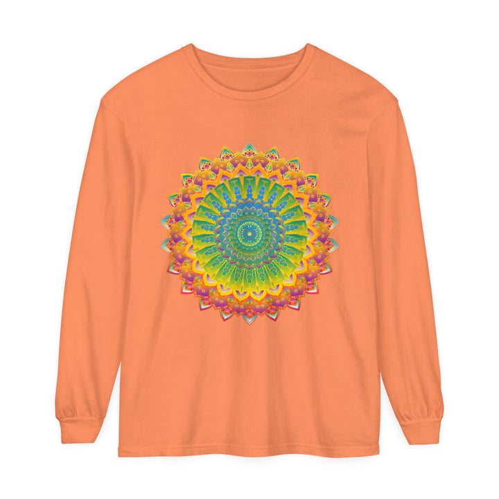 Intricate Mandala long sleeve t-shirt featuring unique unisex design and vibrant colors