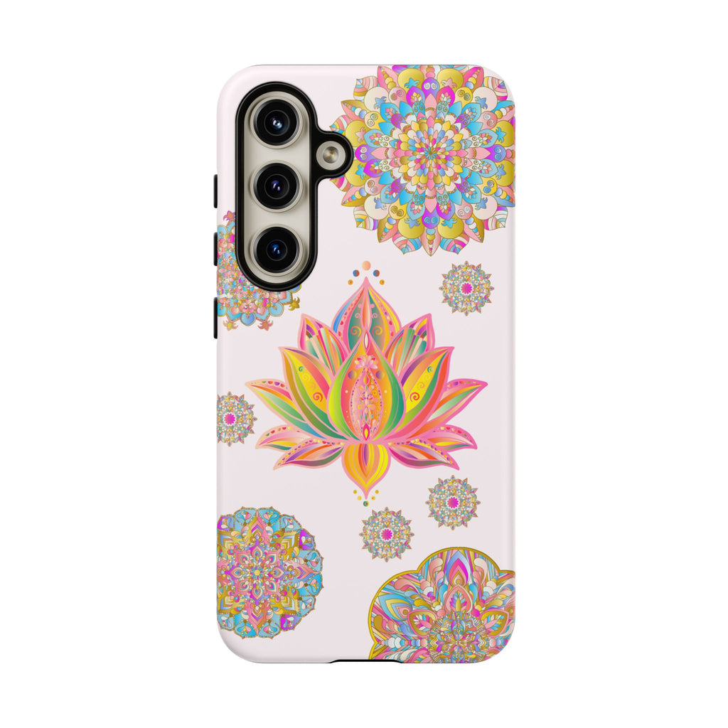 Light pink lotus flower mandala design phone case for stylish protection