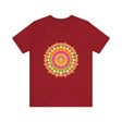 Colorful mandala tee with intricate and vibrant pattern, perfect for bohemian fashion lovers
