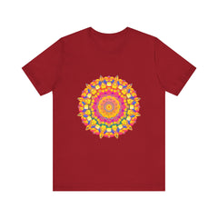 Colorful mandala tee with intricate and vibrant pattern, perfect for bohemian fashion lovers