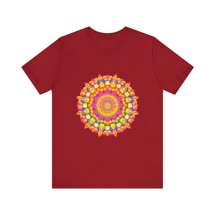 Colorful mandala tee with intricate and vibrant pattern, perfect for bohemian fashion lovers
