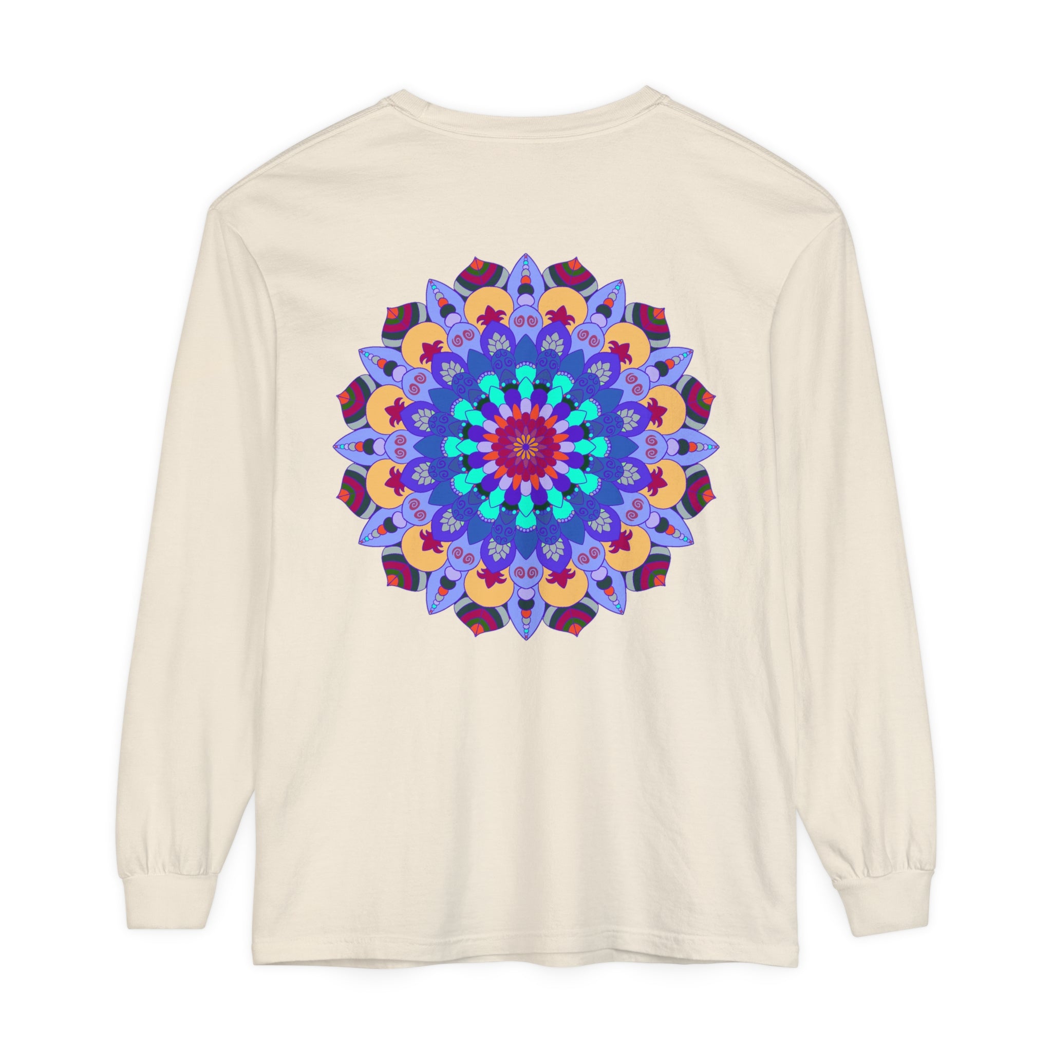 Colorful and intricate mandala design long sleeve t-shirt for a vibrant look