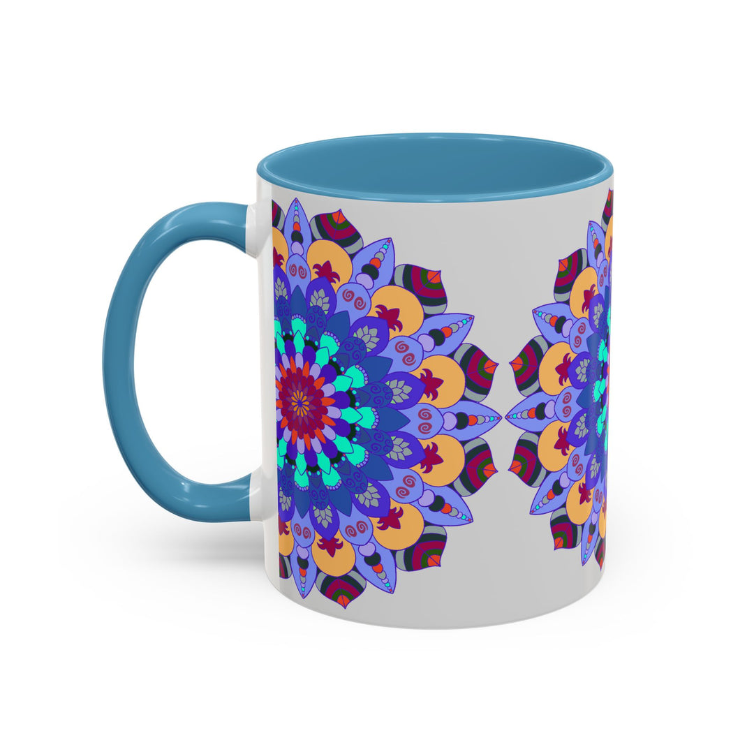 Colorful and symmetrical mandala art mug, a unique and artistic piece for your home