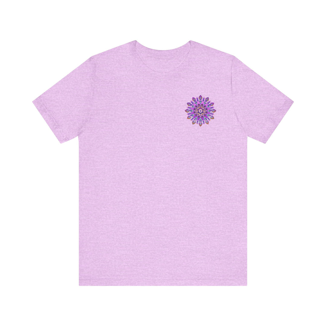 Beautiful purple mandala t-shirt with intricate spiritual design for peace and harmony