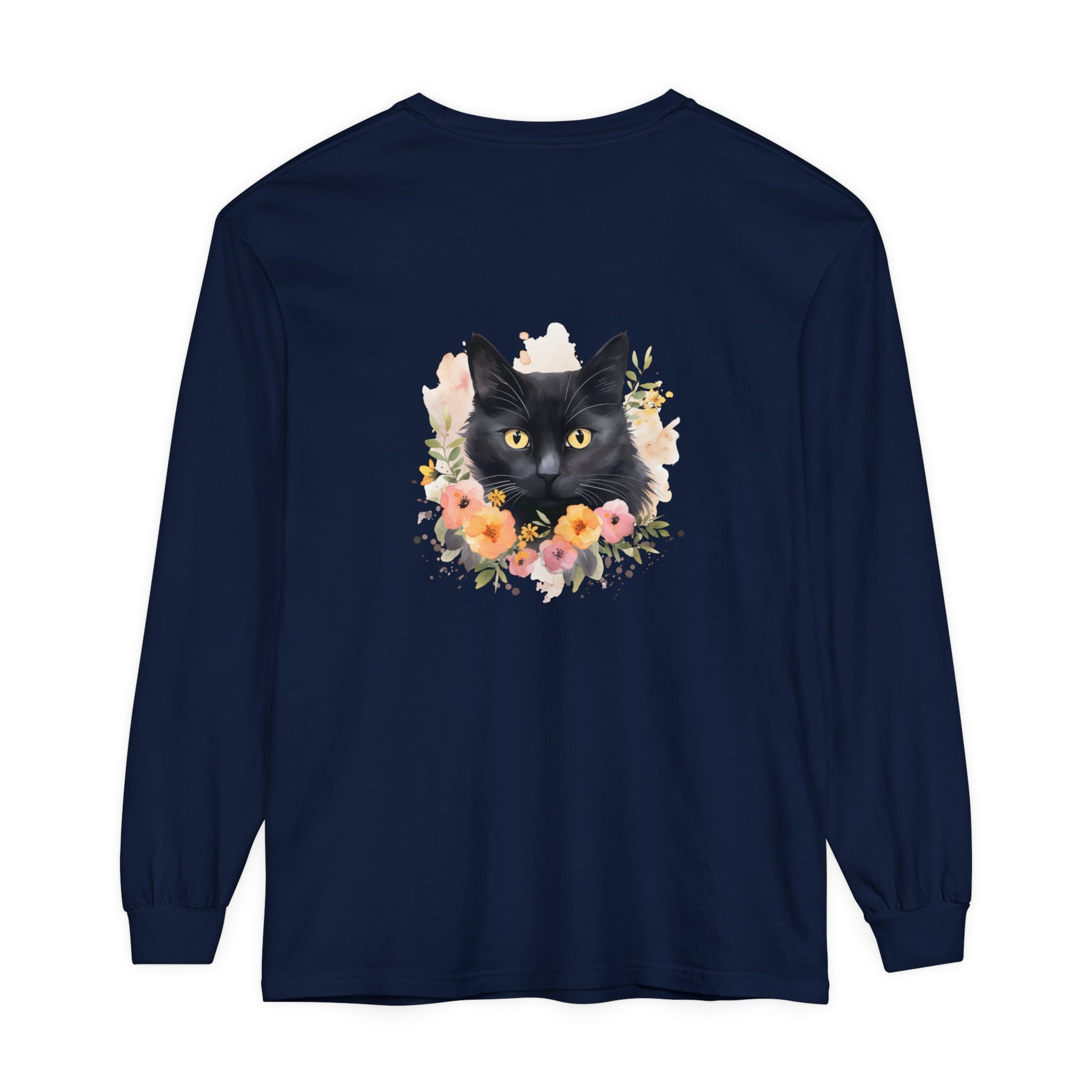 Black Cat Floral Portrait Unisex T-Shirt featuring a stunning feline design