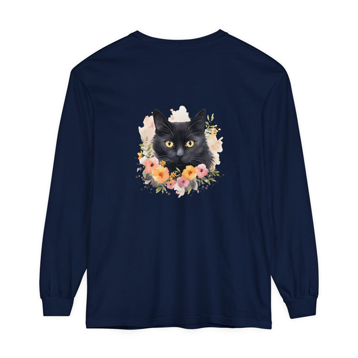 Black Cat Floral Portrait Unisex T-Shirt featuring a stunning feline design