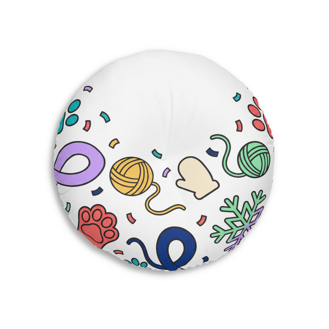 Gemütliches Neujahrs-Katzen-Bodenkissen — Niedliches Winterkätzchen