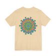 Vibrant Mandala Tee featuring intricate design of spiritual symbols for peace and harmony, perfect for meditation and yoga practice