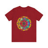 Vibrant Mandala Tee with Pink and Orange Spiritual Design