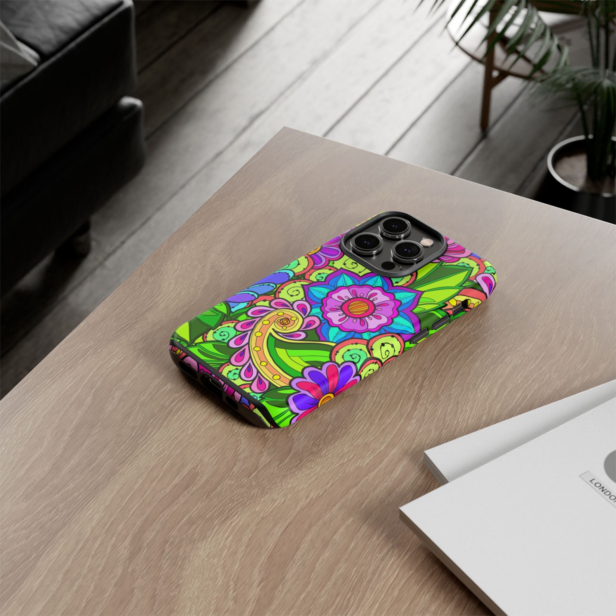 Floral Fantasy iPhone and Google Pixel Case in Bright Green Palette