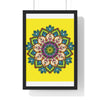 Vertical framed poster featuring a hand-drawn yellow mandala, perfect for mindfulness and yoga practice