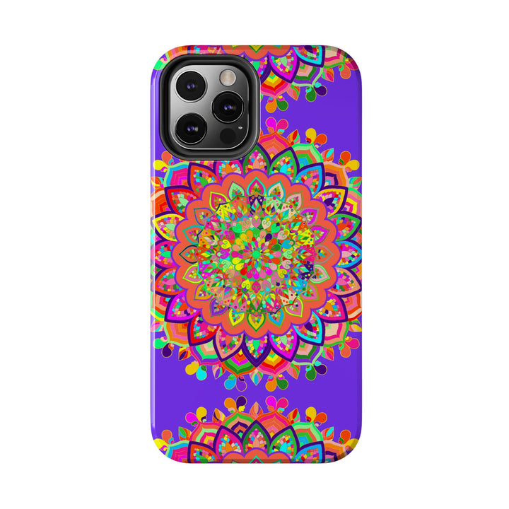 Beautiful hand-drawn purple Mandala Art phone case for stylish protection