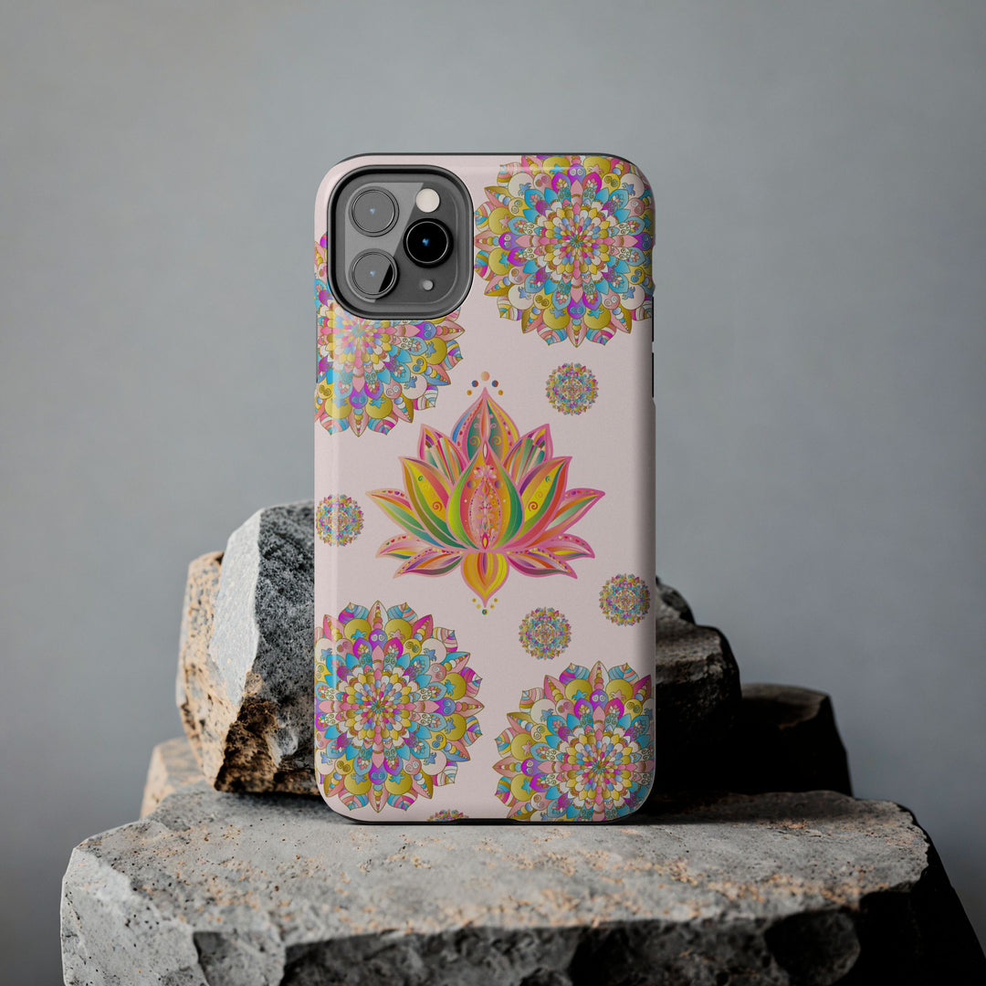 Beautiful light pink lotus flower mandala design phone case for protection