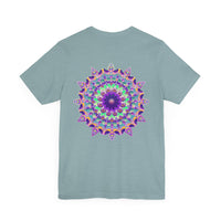 Beautiful white Mandala Tee featuring intricate design for spiritual peace and harmony, perfect for yoga and meditation practices
