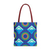 Vibrant and intricate mandala design tote bag in multiple colors