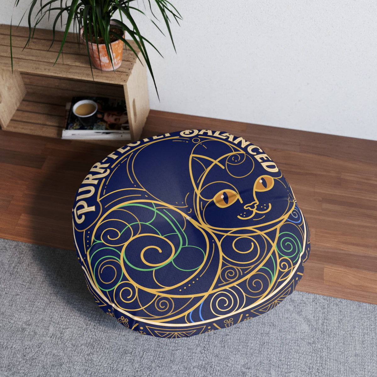 Purr-fectly Balanced Sacred Geometry Cat Floor Pillow