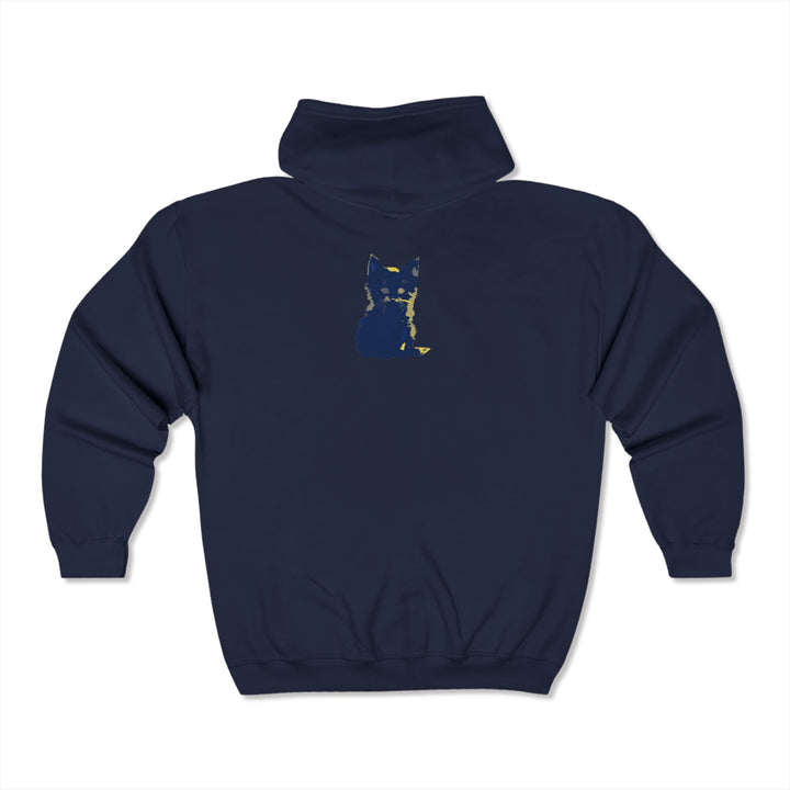  Top view of the Mystical Blue Cat Watercolor Hoodie, displaying the intricate watercolor artwork