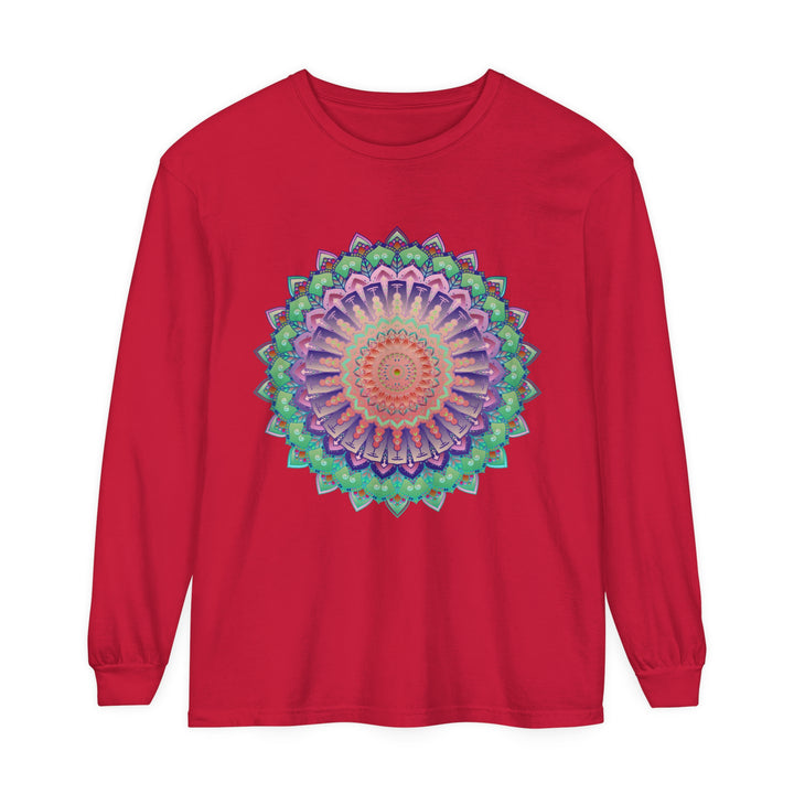 Colorful and intricate mandala design long sleeve t-shirt suitable for everyone