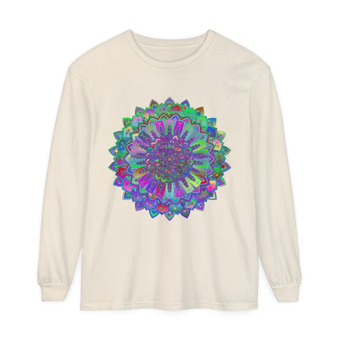 Colorful and intricate mandala design long sleeve t-shirt for women