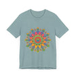Colorful and detailed mandala design tee shirt with vibrant and intricate patterns