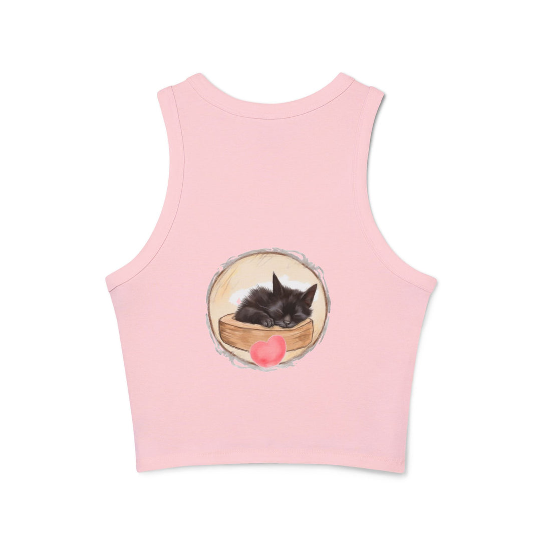 Cat lover's tank top with a darling sleeping kitten print