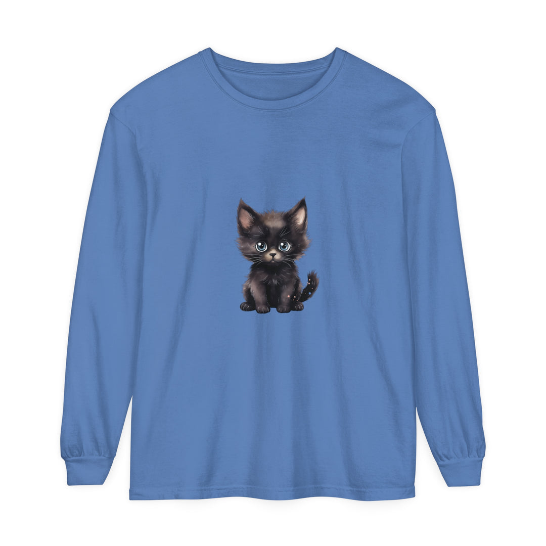 Cute Kitten with Blue Eyes Long Sleeve T-Shirt Alt Text 5