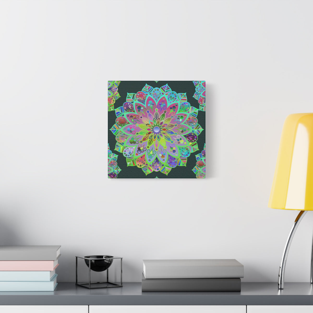 Vibrant Mandala Matte Canvas Wall Art — Colorful Floral Boho Stretched Print