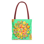 Borsa tote con mandala floreale — Stampa integrale verde tropicale brillante