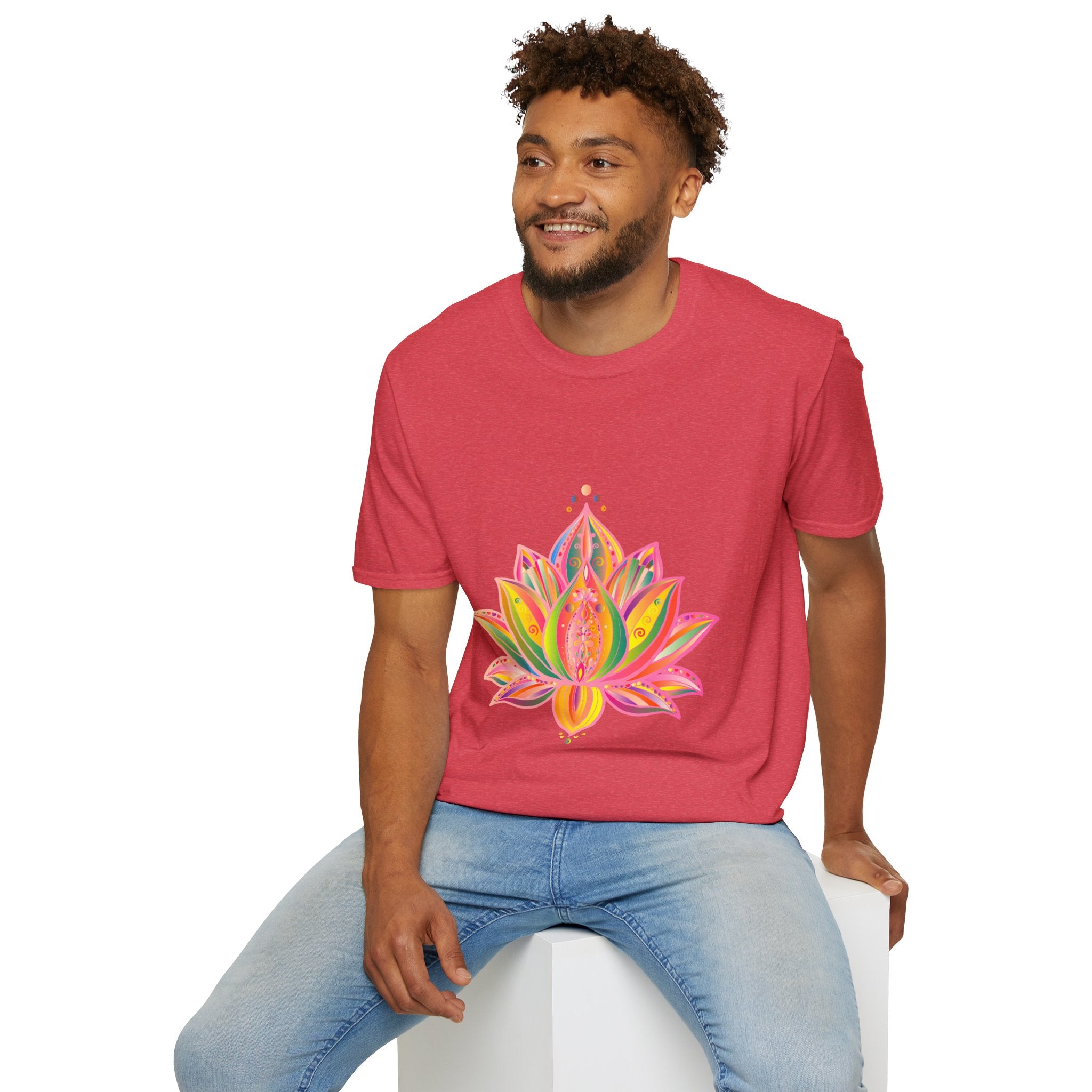 Lotus Mandala Unisex T-Shirt featuring a hand-drawn unique design by Blululi