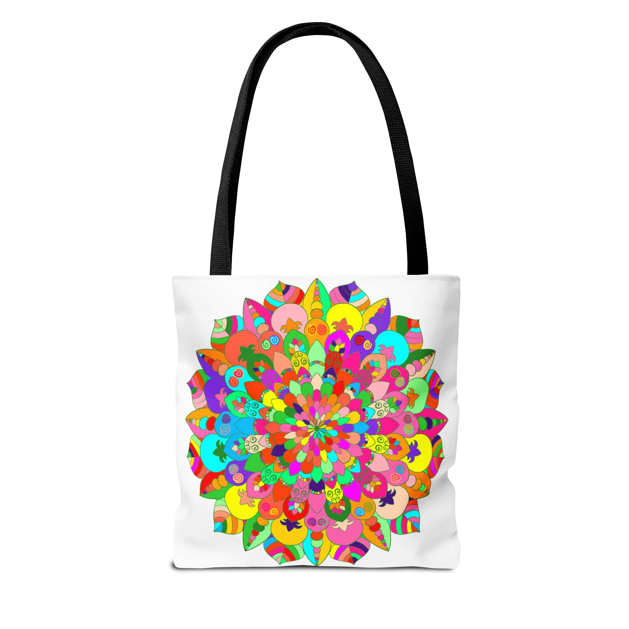 Stunning and vibrant mandala art tote bag with a colorful and intricate design